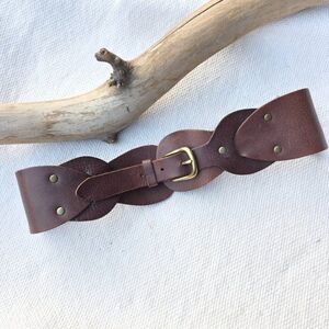 Brown leather corset belt